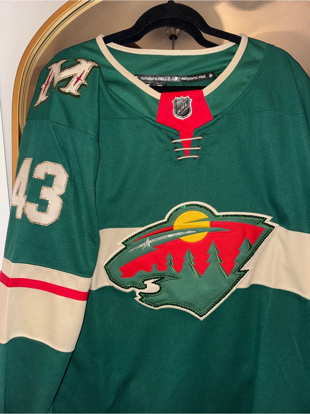 Rhinestoned Quinn Hughes Minnesota Wild Jersey Size S